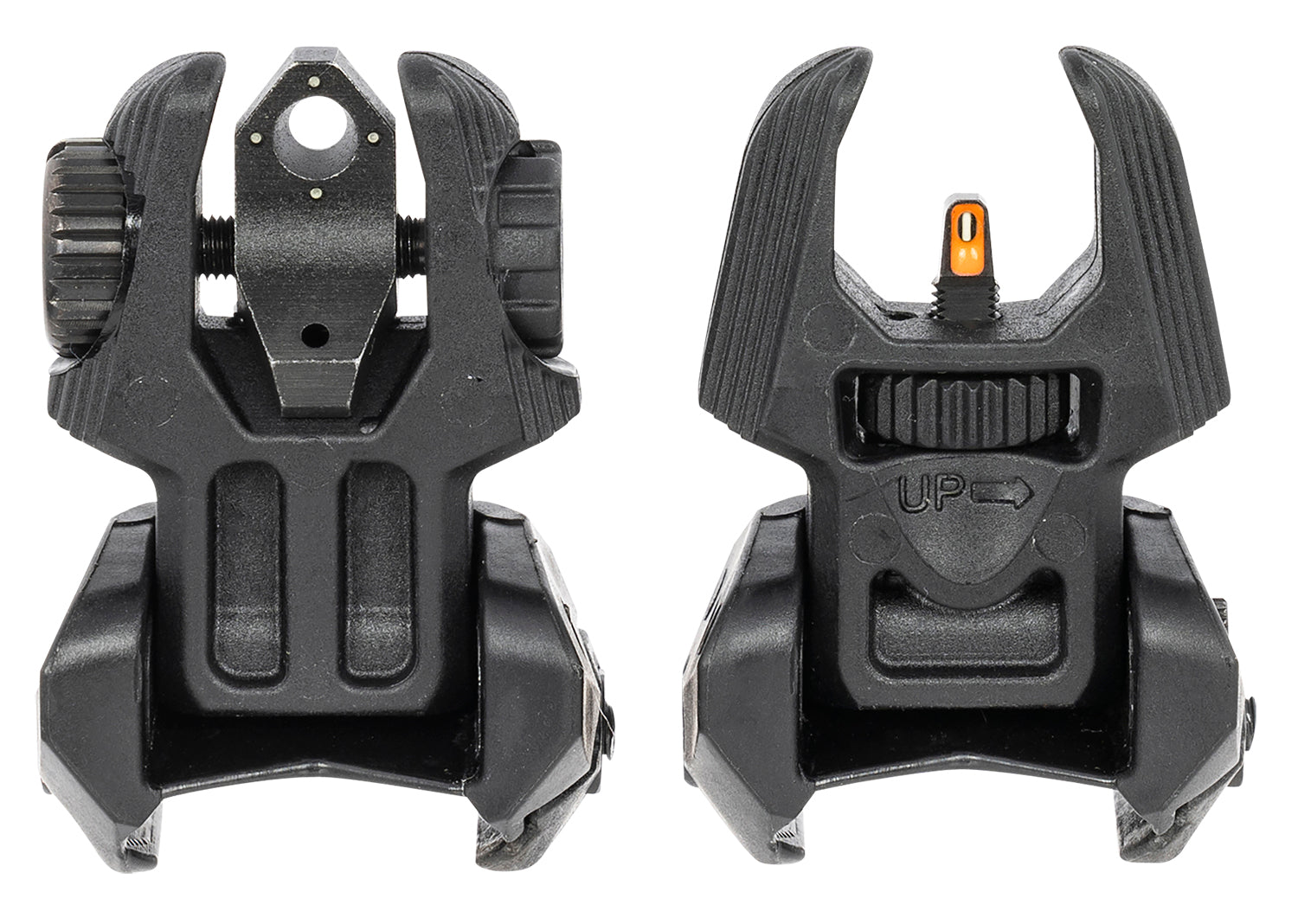 Meprolight USA 403240 FUBS Flip-Up Sight Set Black AR Platform Orange Tritium Front/Green Tritium Rear