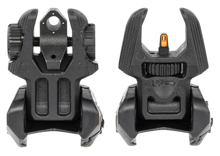 Meprolight USA 403240 FUBS Flip-Up Sight Set Black AR Platform Orange Tritium Front/Green Tritium Rear
