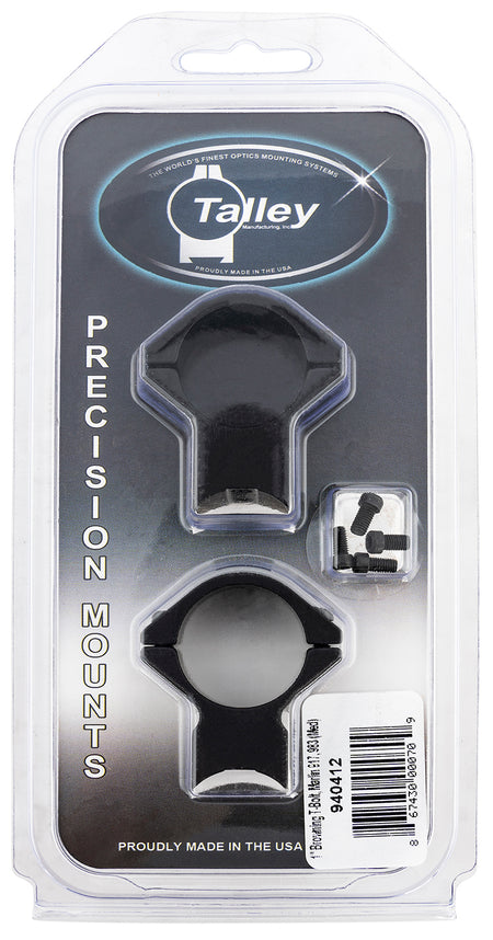 Talley 940412 Scope Mount/Ring Combo Black Anodized Aluminum 1" Tube Browning T-Bolt Medium Rings 0 MOA