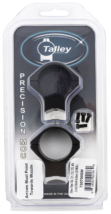 Talley 730700SM One-Piece Scope Mount/Ring Combo Black Anodized 30mm Tube Remington 700/721/722 Low Rings Short Action 20 MOA