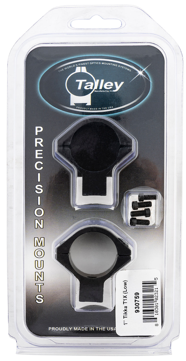Talley 930759 Tikka T1 T1X Scope Mount Ring Combo Black Anodized 1 Inch Low Rings 0 MOA