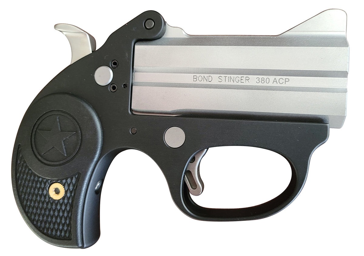 Bond Arms BASL Stinger 380 ACP 2rd 3" Matte Stainless Steel Barrel, Anodized 7075-T6 Aluminum Frame, Rebounding Hammer, Blade Front/Fixed Rear Sights, Rubber Grip, Manual Safety