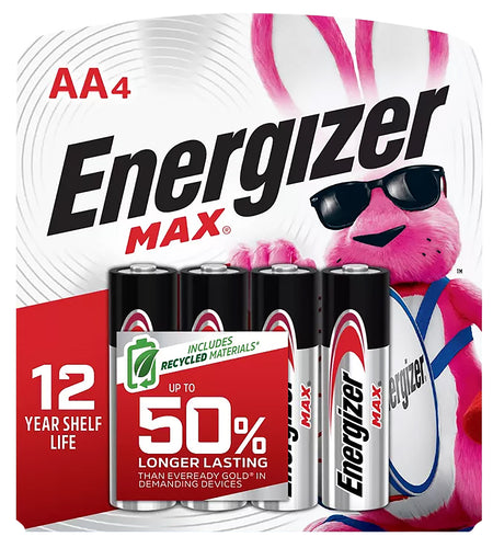 Energizer E91BP4 MAX AA Alkaline Batteries 1.5V 4-Pack
