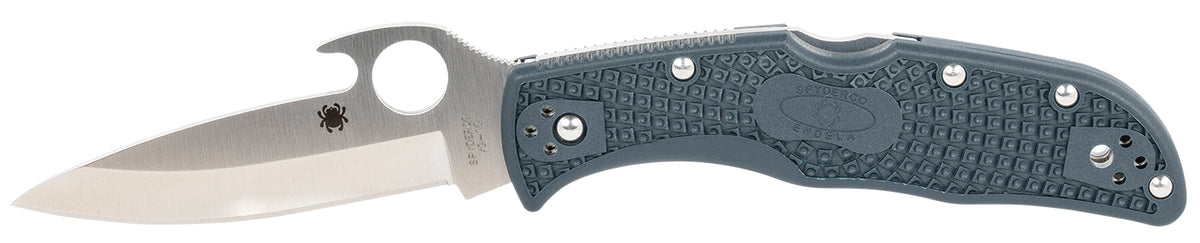 Spyderco Endela Lightweight Folding Knife 3.41" VG-10 Plain Clip Point Blade Blue/Gray FRN Handle C243PGYW