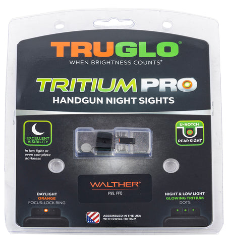 TruGlo TGTG231W1C Tritium Pro Night Sight Set Green Tritium Orange Outline Front & Rear