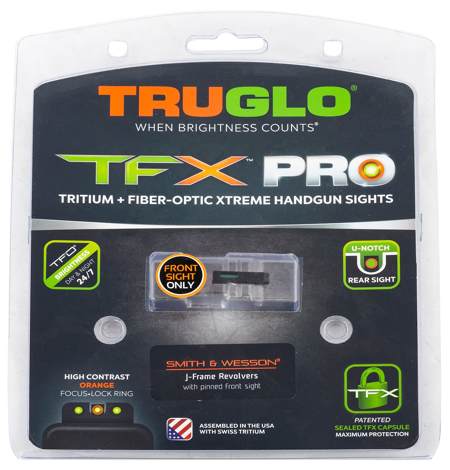 TruGlo TGTG13SJ1PC TFX Pro Tritium & Fiber Optic Orange Outline Front Sight for Pistols