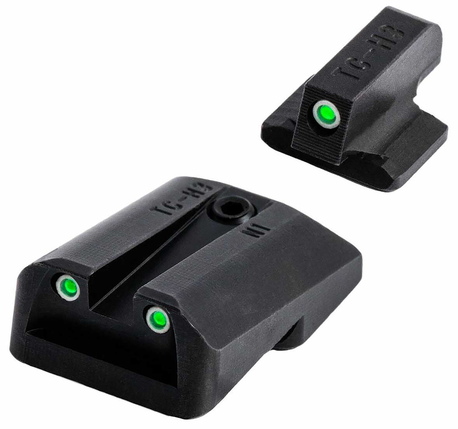 TruGlo TGTG231N3W Tritium Pro Night Sight Set Black Green Tritium White Outline for 1911 3in Officer & 4.35in Commander