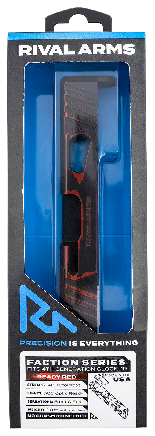 Rival Arms RA12G206A Faction Series Slide A1 Docter Cut Cerakote Ready Red for Glock 19 Gen4