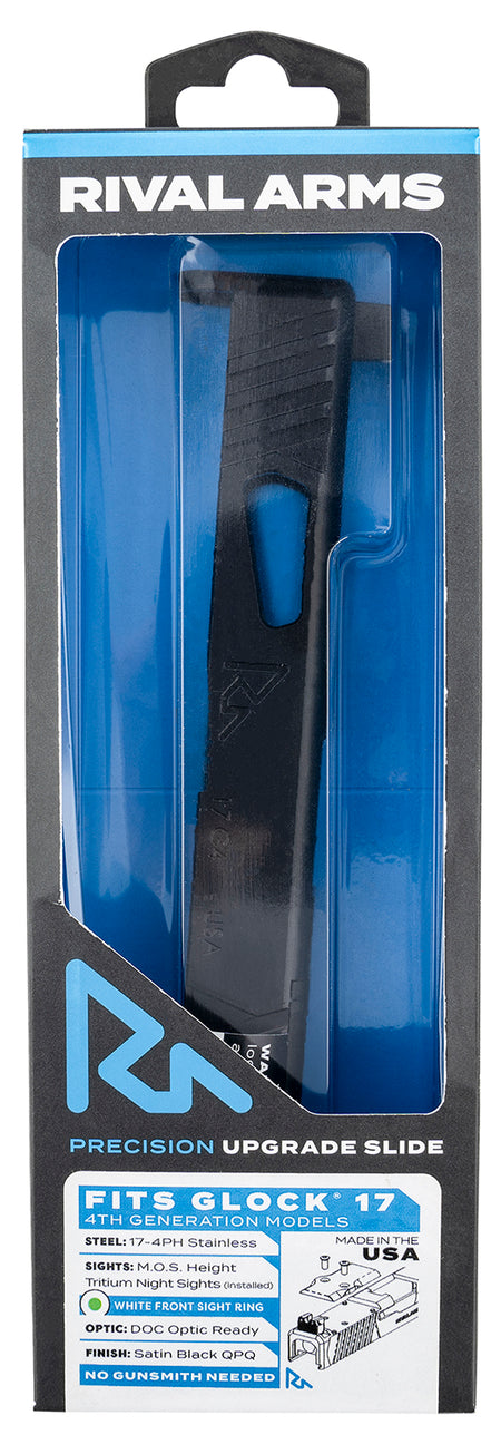Rival Arms RA11G105E Precision Slide A1 Docter Cut Satin QPQ Black with Tritium Night Sights for Glock 17 Gen4