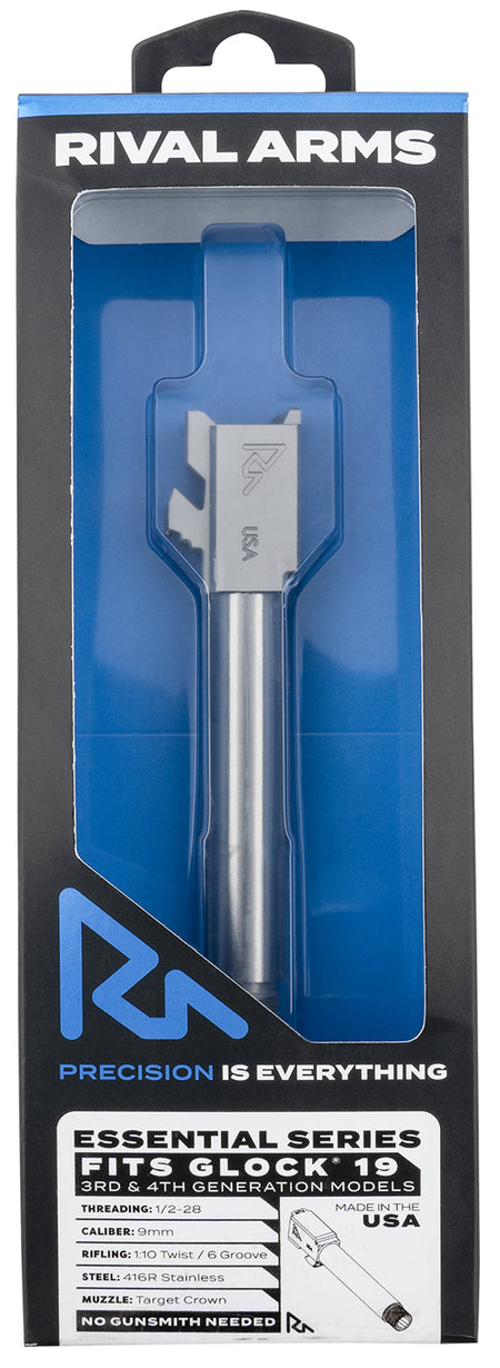 Rival Arms RA22G202D Essential V2 9mm Luger Threaded Drop-In Barrel 4.49" Stainless for Glock 19 Gen3-4