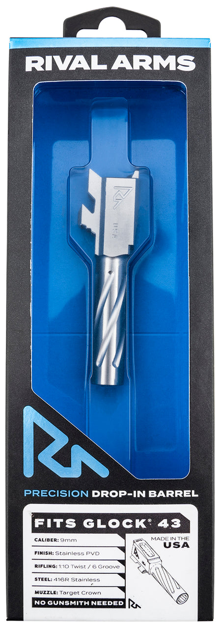 Rival Arms RA20G301D Precision V1 9mm Luger Drop-In Barrel 3.41" Stainless PVD for Glock 43 & 43X
