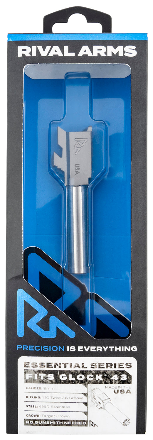 Rival Arms RA22G301D Essential V2 9mm Luger Drop-In Barrel 3.41" Stainless Steel for Glock 43