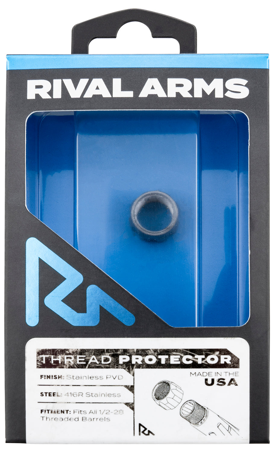 Rival Arms RARA300001D Thread Protector 9mm 1/2"-28 TPI Stainless PVD 416R Stainless Steel