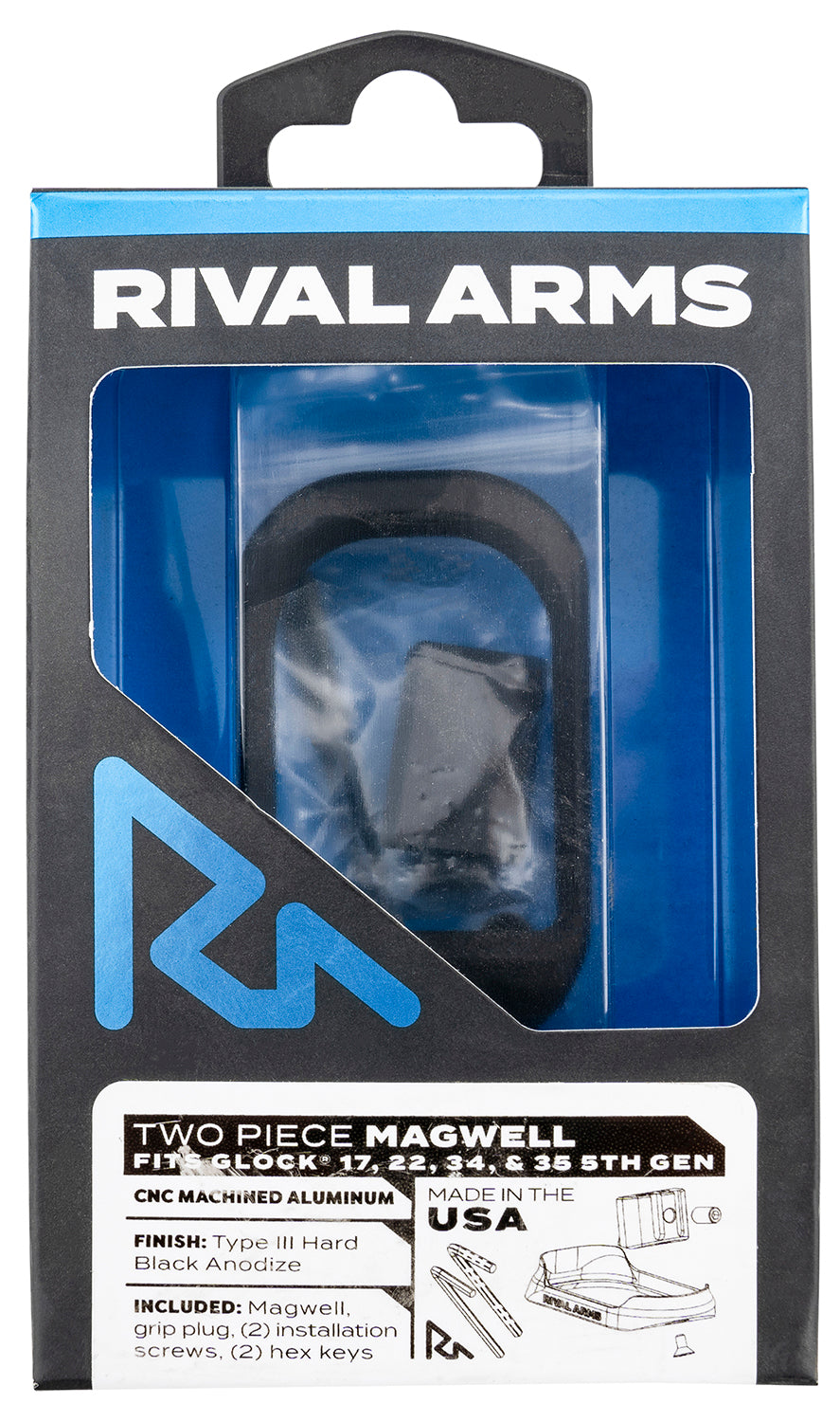Rival Arms RARA70G121A Two-Piece Magwell for Gen5 Glock 17/22/34/35 Black Anodized Aluminum