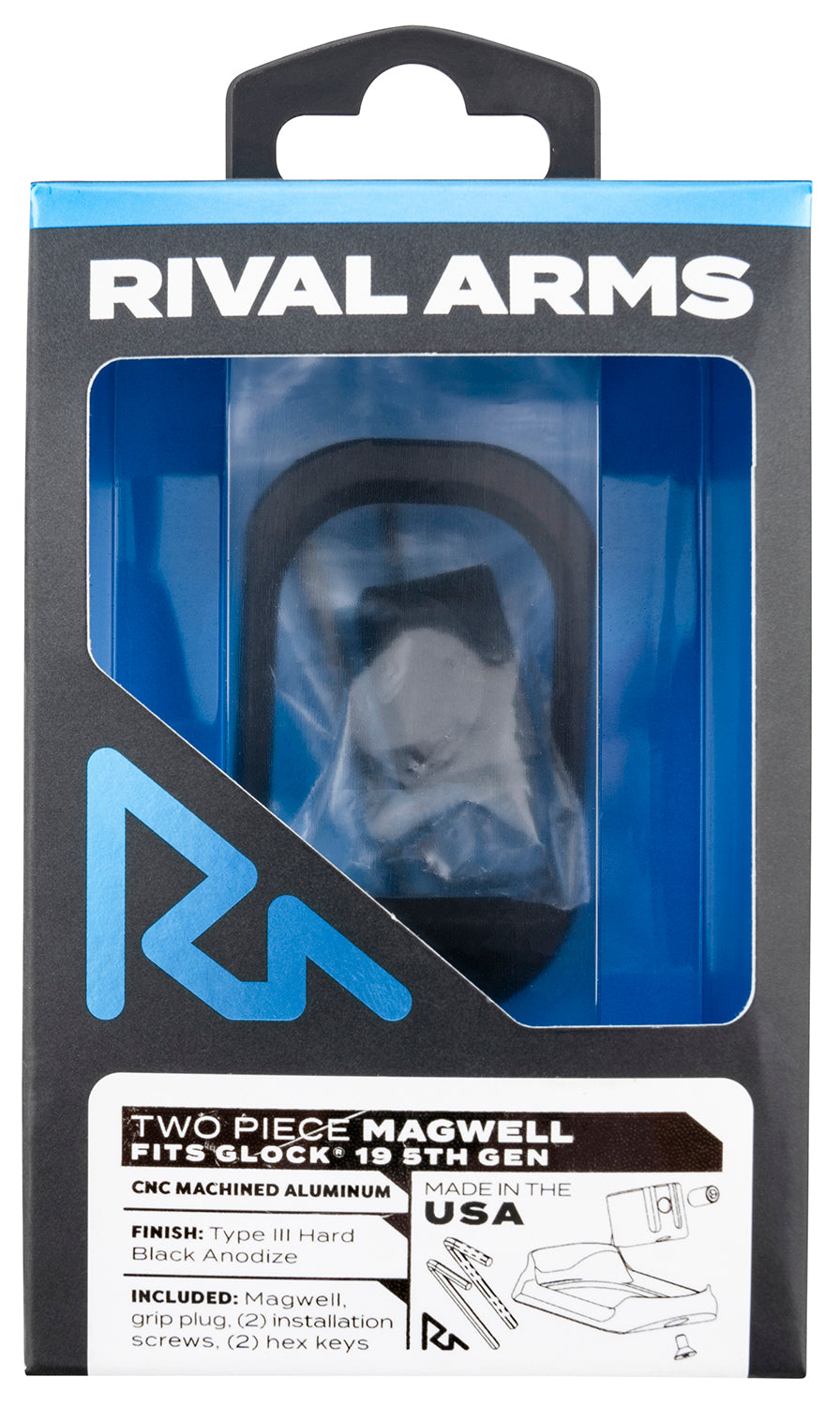 Rival Arms RARA70G221A Two-Piece Magwell for Glock 19 Gen5 Black Anodized Aluminum