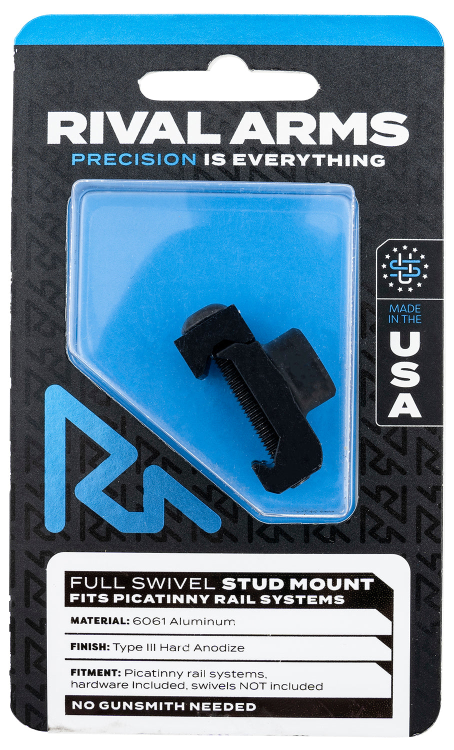 Rival Arms RA-RA92M2B Full Swivel Stud Mount Black Anodized Aluminum Picatinny Rail