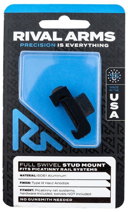 Rival Arms RA-RA92M2B Full Swivel Stud Mount Black Anodized Aluminum Picatinny Rail