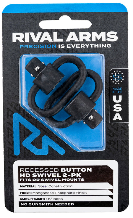 Rival Arms RA-RA92S2A HD Swivel Set Black Manganese Phosphate Steel 1.5" Loops Recessed Button