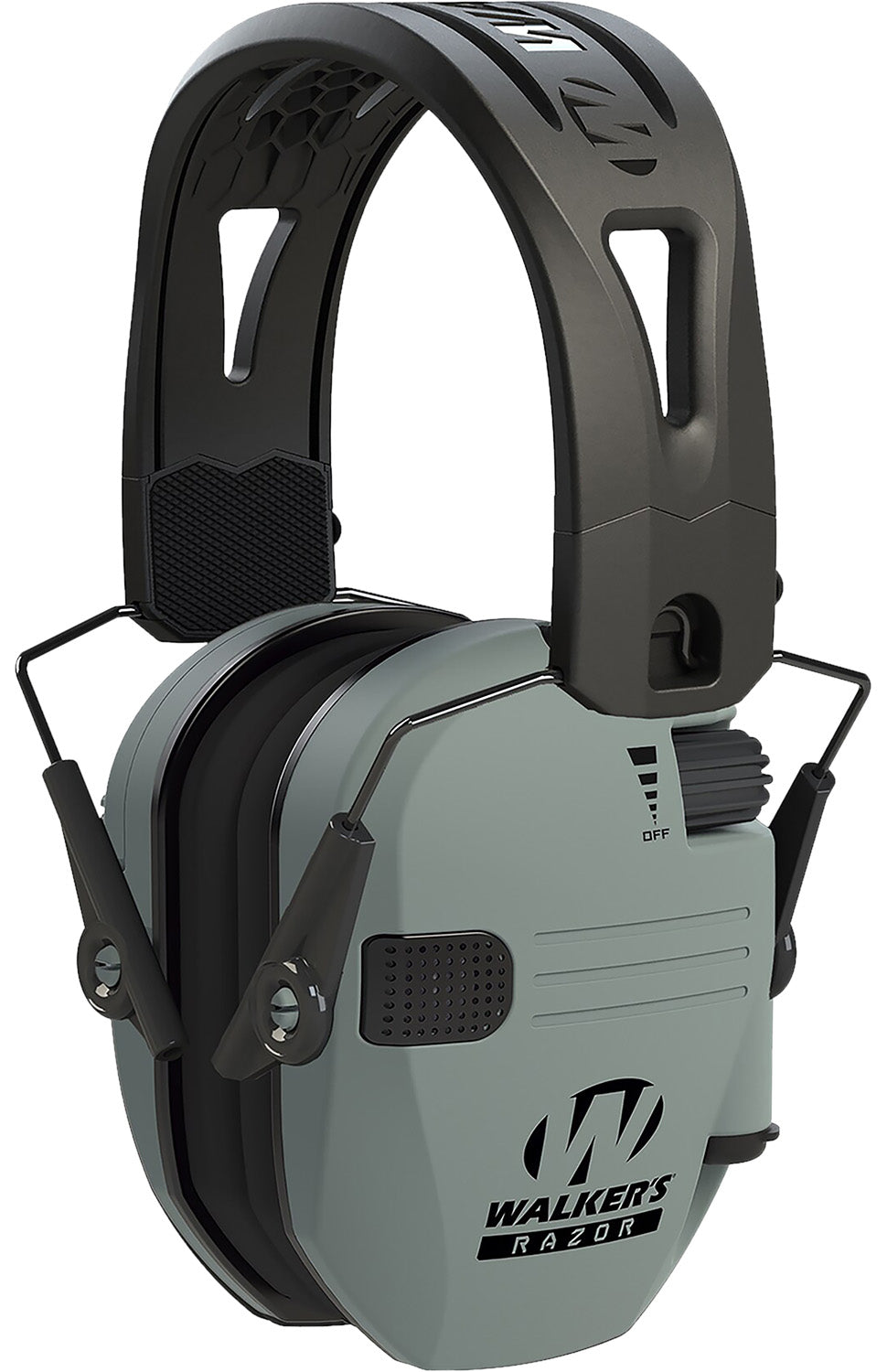 Walker's GWPRSEMRHBGY Razor Tacti-Grip 23 dB Electronic Muff Over the Head Battleship Gray/Black Polymer