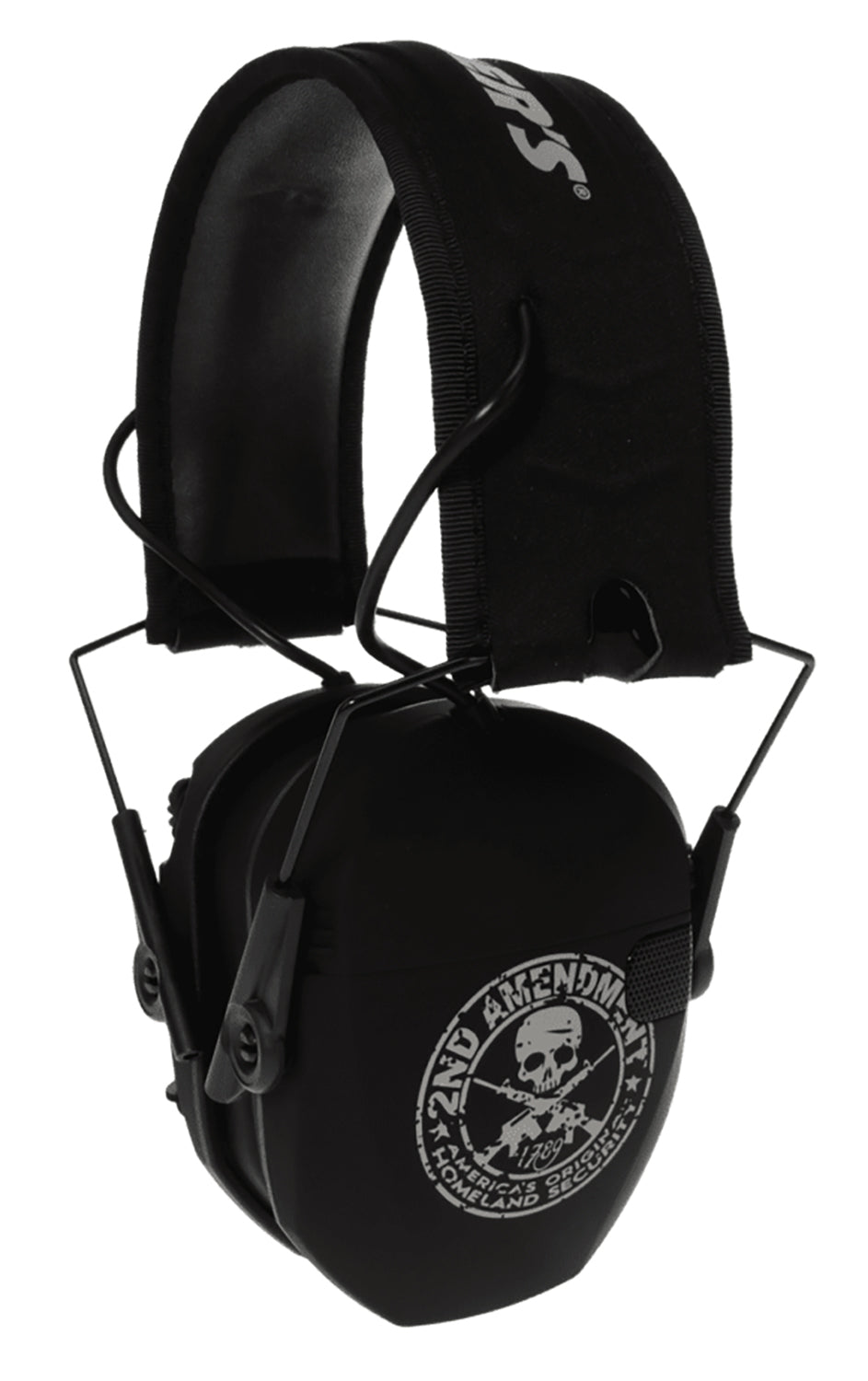 Walker's GWPRSEMFS2A Razor Slim Freedom Electronic Muff 23 dB Over the Head Black Distressed 2nd Amendment