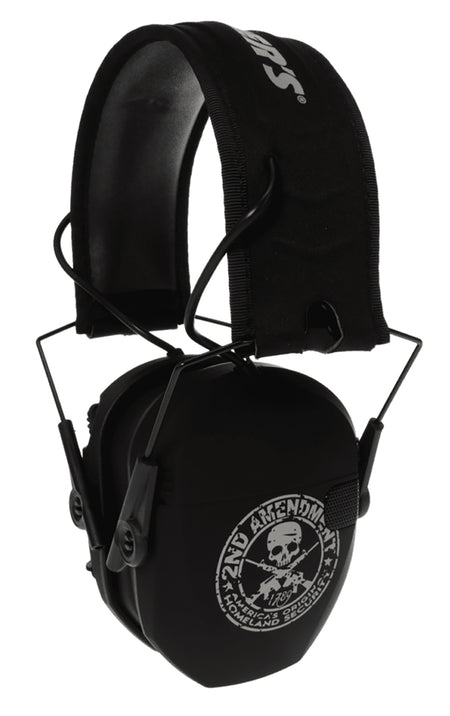 Walker's GWPRSEMFS2A Razor Slim Freedom Electronic Muff 23 dB Over the Head Black Distressed 2nd Amendment