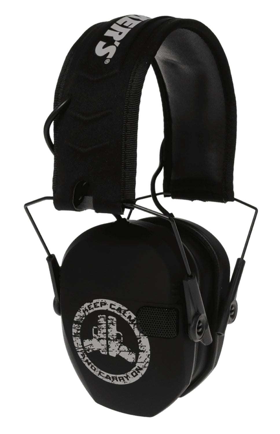 Walker's GWPRSEMFSKCCO Razor Slim Freedom Electronic Muff 23 dB Over the Head Black Distressed Carry On Logo