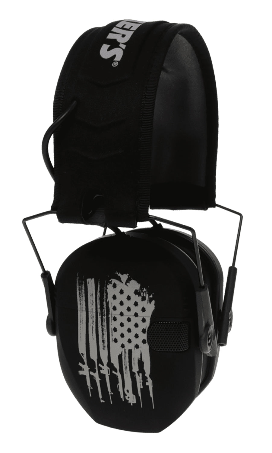 Walker's WPRSEMFSFLG Razor Slim Freedom Electronic Muff 23 dB Over the Head Black Distressed U.S. Flag