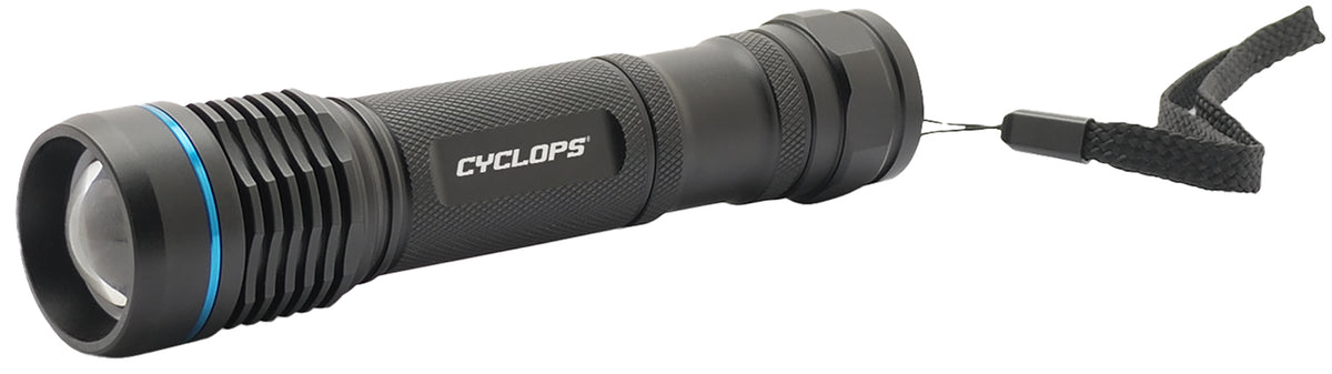 Cyclops Steropes 700 Rechargeable Flashlight Black Anodized 400/700 Lumens White Cree LED Twist Focus