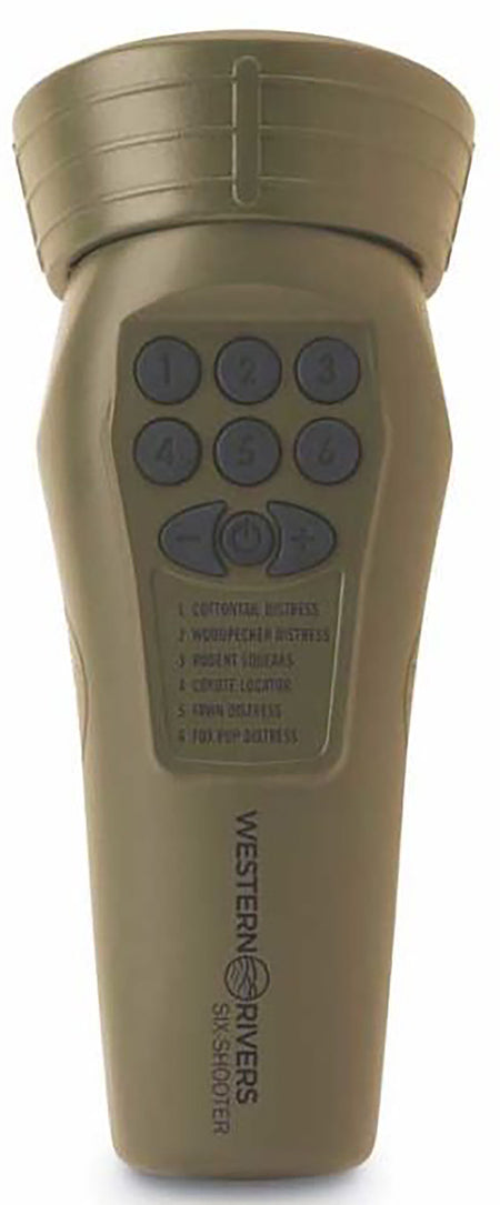 Western Rivers WRC-GC6S Mantis Six Shooter Electronic Predator Call, 6 Sounds, Brown