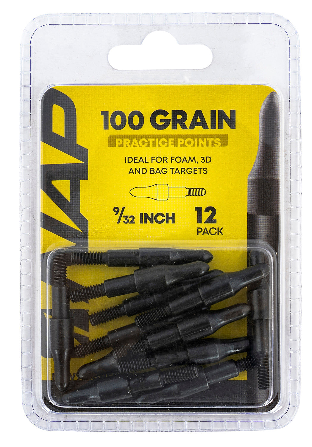 NAP 3D Practice Points Field Tips 100 GR Black 9/32" - 12 Pack