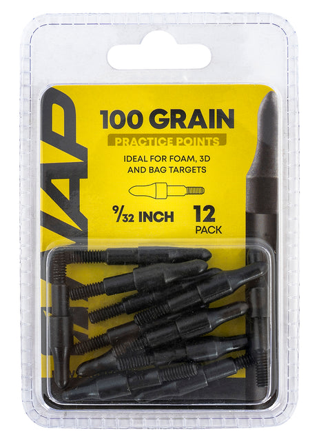 NAP 3D Practice Points Field Tips 100 GR Black 9/32" - 12 Pack