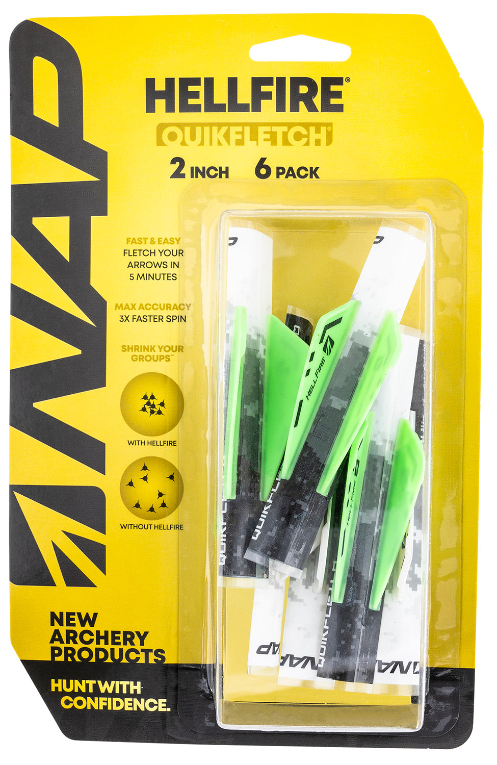 NAP Quickfletch Hellfire Arrow Fletching White/Green 6 Pack