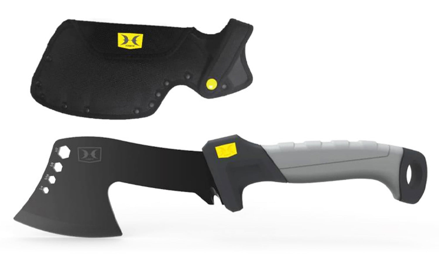 Hawk HWKHATCH Hatchet 2.50" Stainless Steel Axe Blade Black TiNi Finish with Black/Gray GRN Rubber Overlay Handle 9.46" Overall