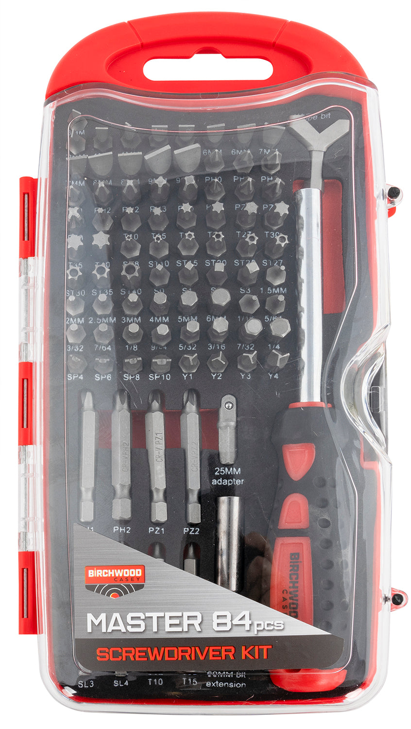 Birchwood Casey DLXSDS Master Screwdriver Kit, 84 Pieces with Slotted/Phillips/Torx/Hex Bits