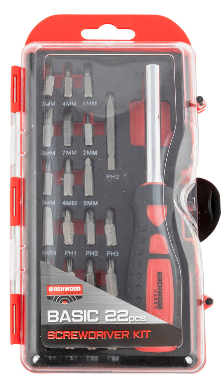 Birchwood Casey BSDS Basic Screwdriver Kit, 22 Pieces with Slotted/Phillips/Torx/Hex Bits