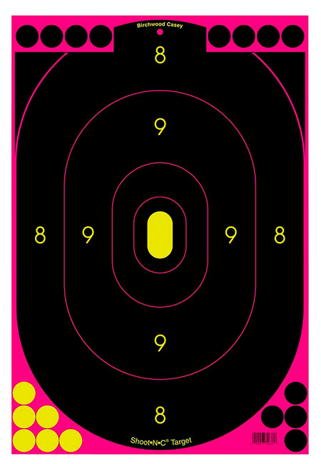 Birchwood Casey 34635 Shoot-N-C Reactive Self-Adhesive Paper 12"x18" Oval Silhouette Target Black/Pink 5 Pack