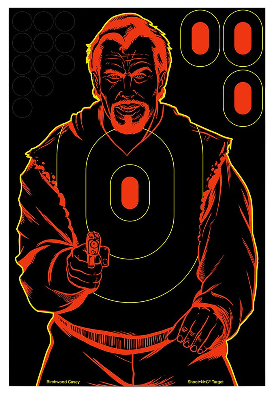 Birchwood Casey 34647 Shoot-N-C Reactive Self-Adhesive 12"x18" Bad Guy Silhouette Target Black/Red 12 Pack