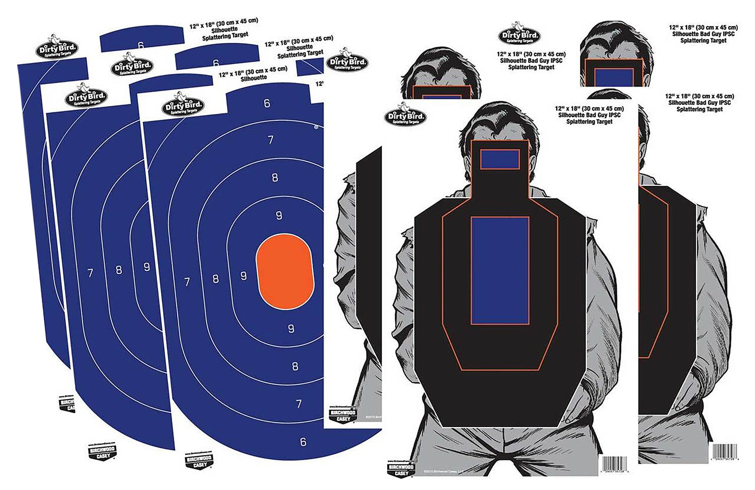 Birchwood Casey 35735 Dirty Bird Combo Pack Silhouette Reactive Paper Target 12"x18" 8 Per Package