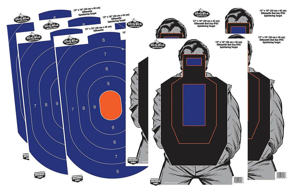 Birchwood Casey 35735 Dirty Bird Combo Pack Silhouette Reactive Paper Target 12"x18" 8 Per Package