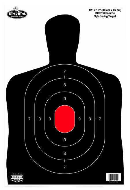 Birchwood Casey 35709 Dirty Bird Silhouette Splatter Tagboard Target 12"x18" 50 Per Package