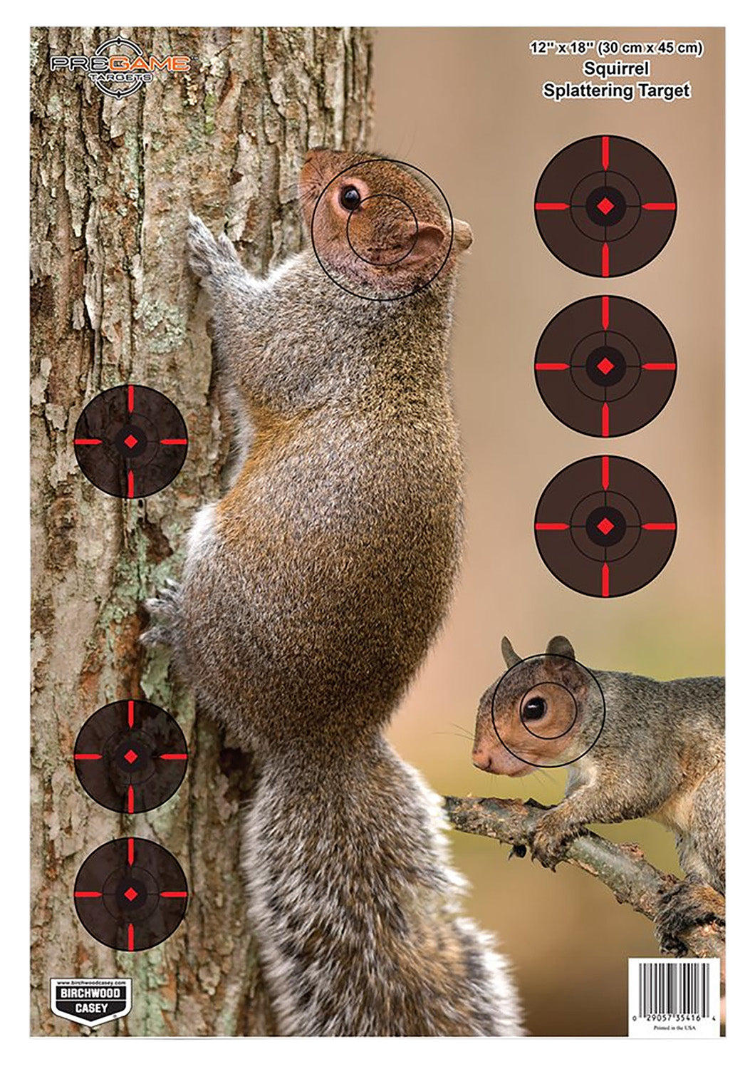 Birchwood Casey 35406 Pregame Squirrel Reactive Paper Hanging Target 12"x18" 8 Per Package