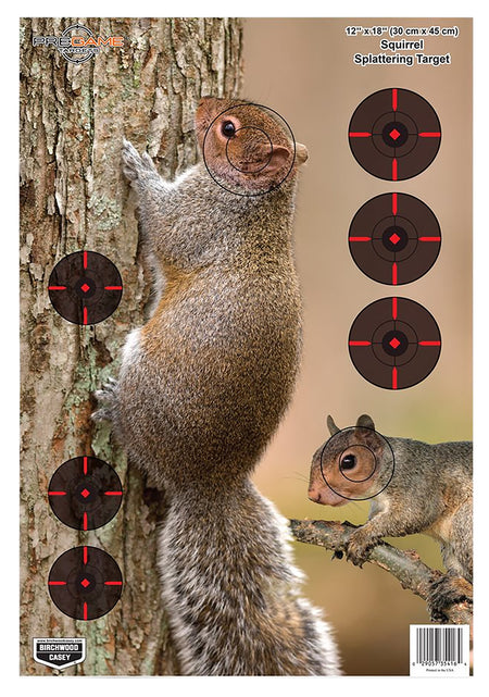 Birchwood Casey 35406 Pregame Squirrel Reactive Paper Hanging Target 12"x18" 8 Per Package