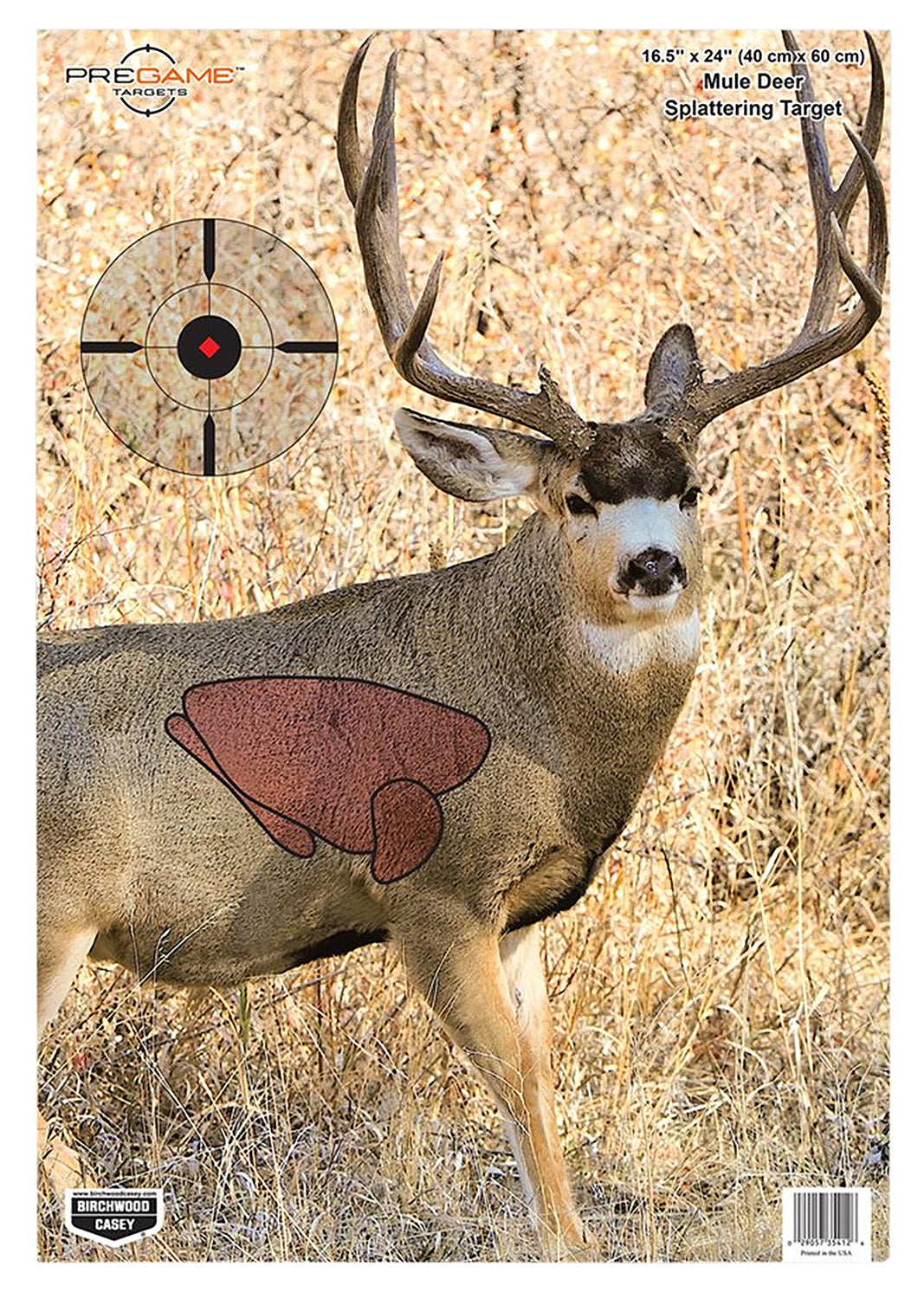 Birchwood Casey 35402 Pregame Mule Deer Paper Target 16.5" x 24" Reactive Splatter 3 Per Package