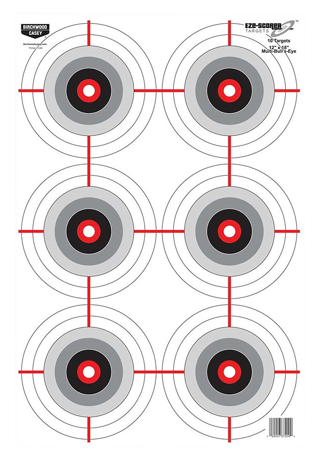 Birchwood Casey 37063 EZE-Scorer Multiple Bullseye Paper Target 12" x 18" Black/White 100 Pack