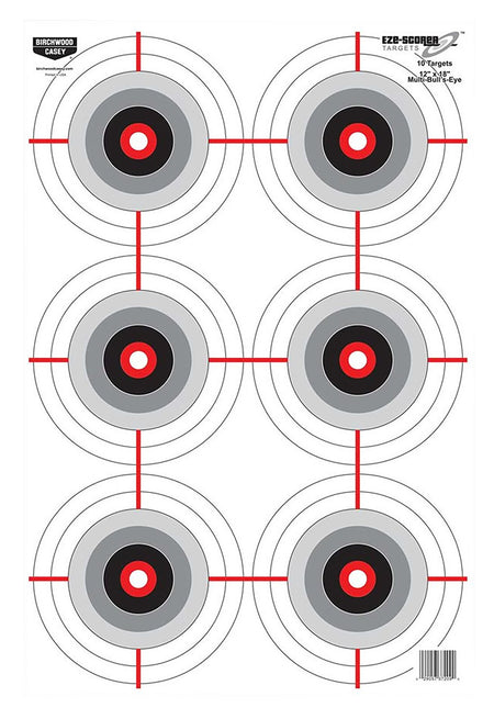 Birchwood Casey 37063 EZE-Scorer Multiple Bullseye Paper Target 12" x 18" Black/White 100 Pack