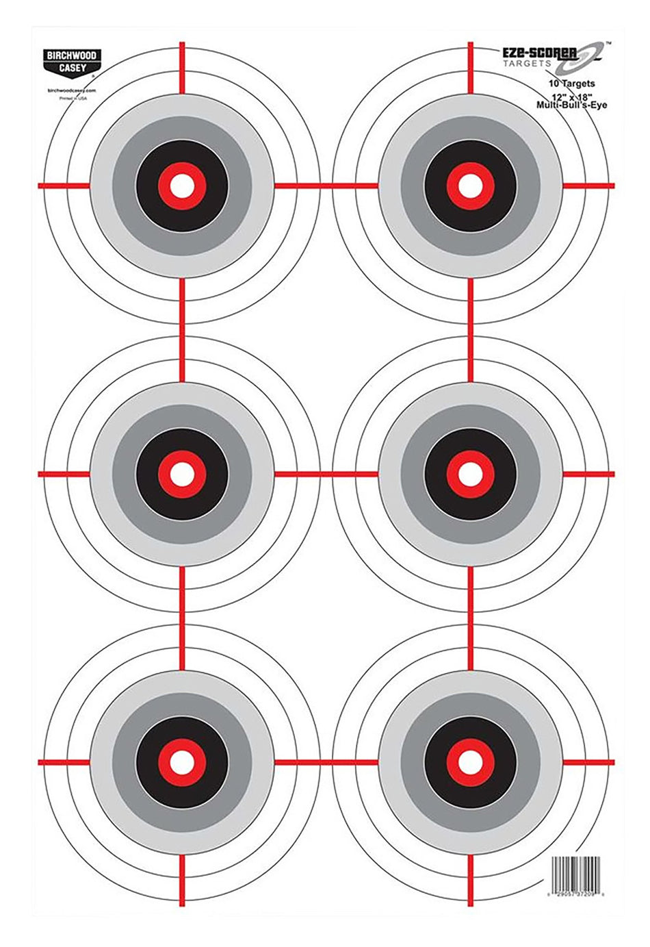 Birchwood Casey 37063 EZE-Scorer Multiple Bullseye Paper Target 12" x 18" Black/White 100 Pack