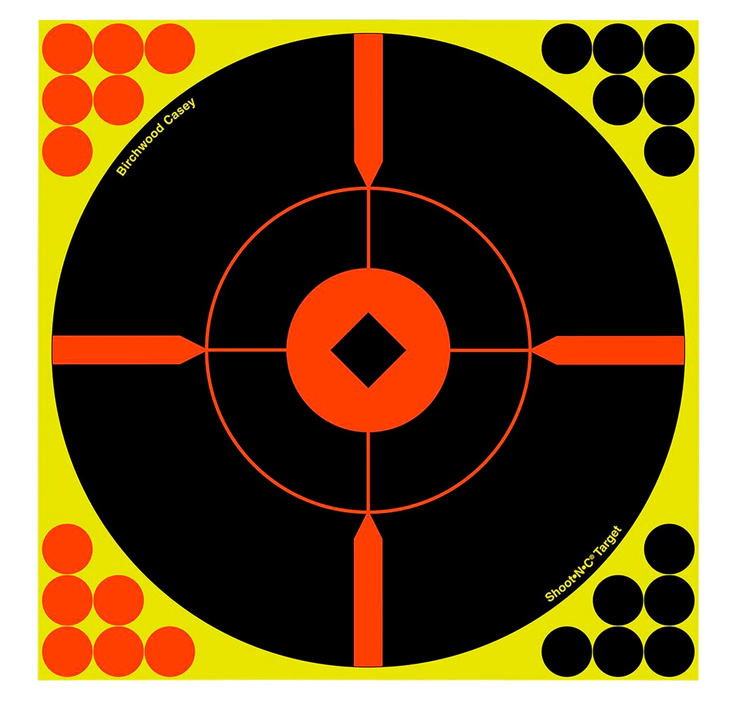 Birchwood Casey 34016 Shoot-N-C Reactive Self-Adhesive Bullseye Paper Target 12" Black/Yellow/Red 100 Pack