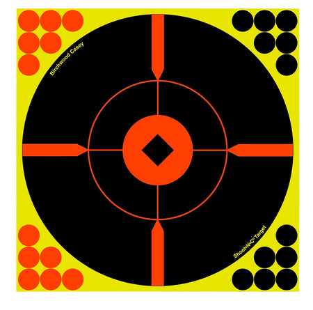 Birchwood Casey 34016 Shoot-N-C Reactive Self-Adhesive Bullseye Paper Target 12" Black/Yellow/Red 100 Pack
