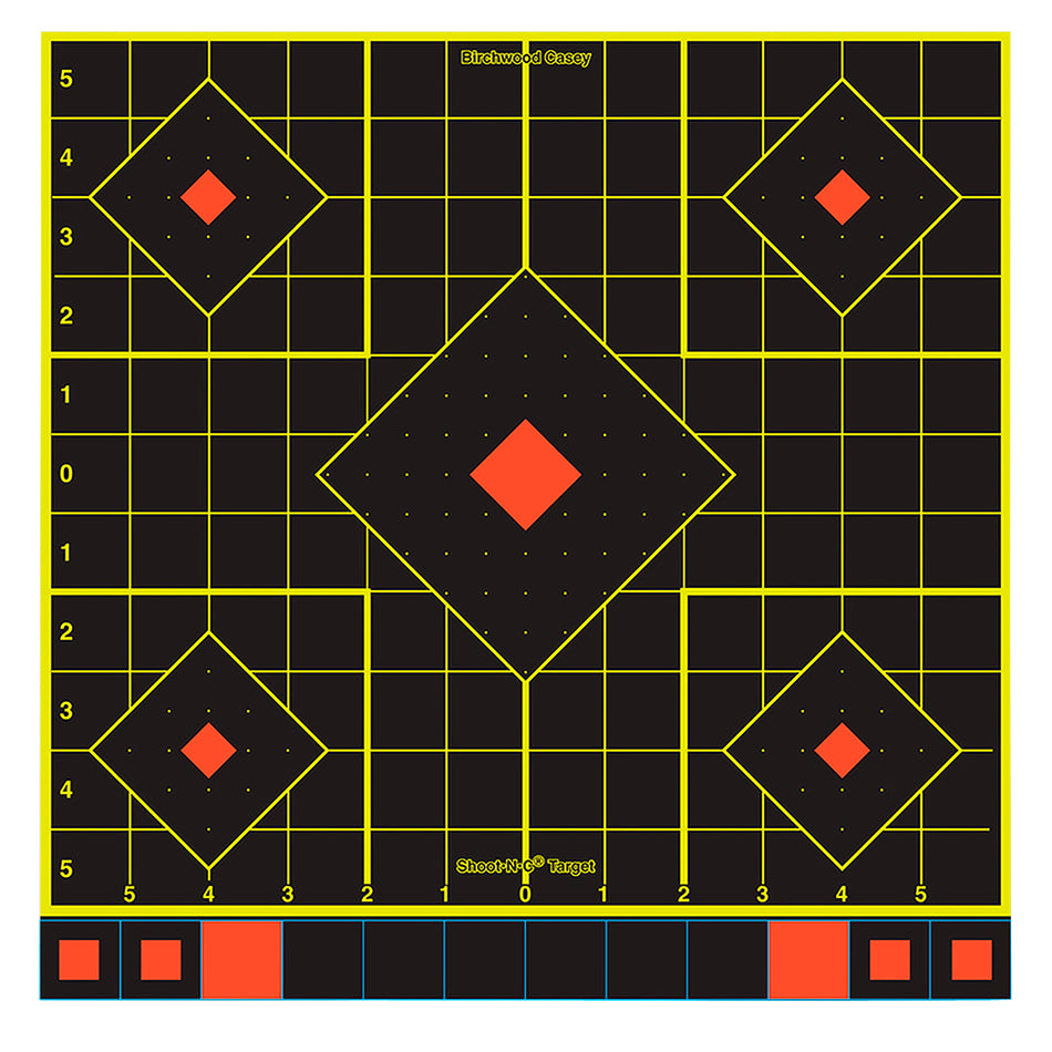 Birchwood Casey 34211 Shoot-N-C Sight-In Reactive Self-Adhesive 12" 5-Diamond Paper Target 100 Pack