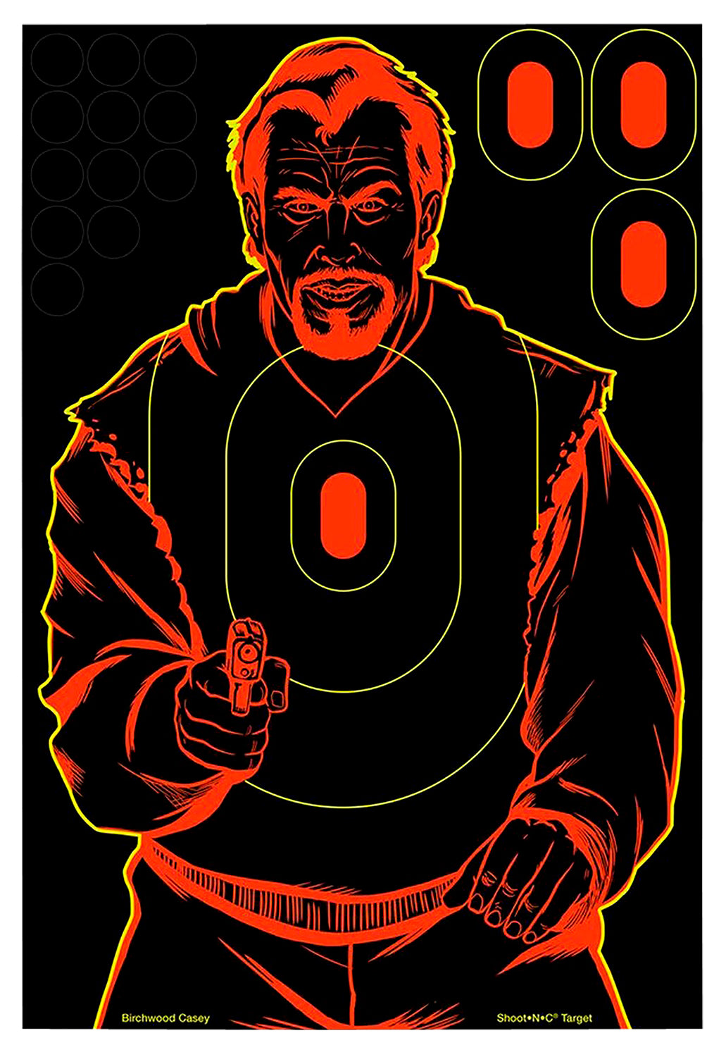 Birchwood Casey 34643 Shoot-N-C Reactive Bad Guy Silhouette Self-Adhesive Paper Target 12"x18" 100 Pack